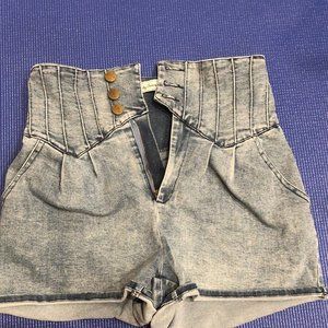Lily brown high waisted denim short